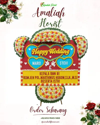 Karangan Papan Bunga Pernikahan di Rumah Duka Wangaya